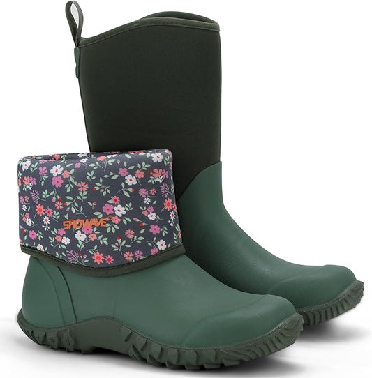 Showave Women’s Garden Boots Rubber Rain Boots For Women Waterproof Mud Boot Gardening Yard Boot For Farming Working Outdoor