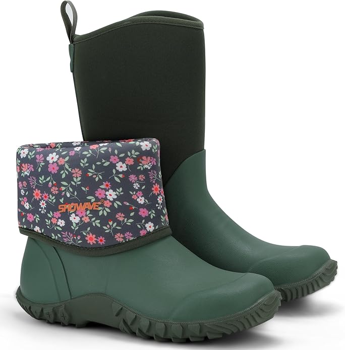 Showave Women’s Garden Boots Rubber Rain Boots For Women Waterproof Mud Boot Gardening Yard Boot For Farming Working Outdoor