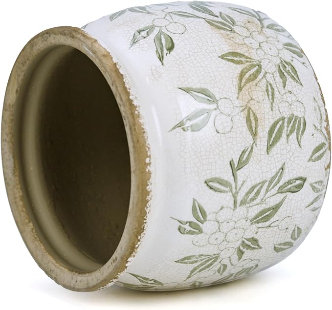 Ceramic Pot for Planter, Vintage Flower Pot with Drainage Holes, 6.29 inch Ice Crack Glazed Indoor Planters Pot (Vintage)