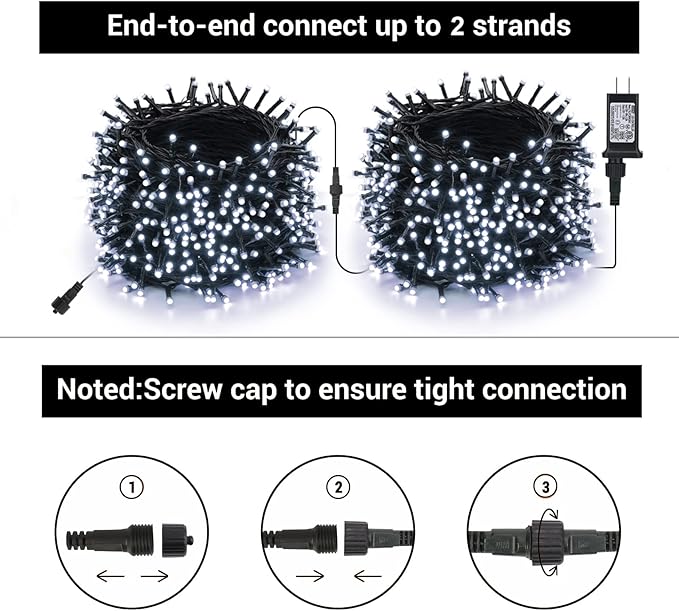 Toodour Christmas Lights Outdoor, 131ft 350 LED String Lights, Timer, Waterproof 8 Modes Outdoor Christmas String Light - Twinkle Light for Tree Home Garden Yard Wedding Party Xmas Decor(White)