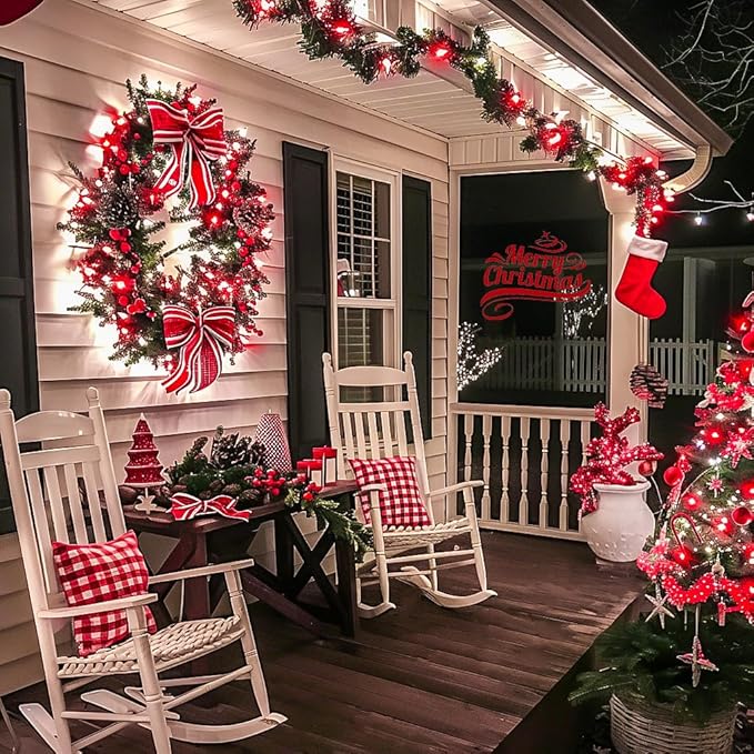 JMEXSUSS Red and White Christmas Tree Lights with Remote, 600 LED String Lights Outdoor Indoor Clear Wire, 168ft Christmas Twinkle Lights Plug in for Bedroom Tree Birthday Party Christmas Decorations