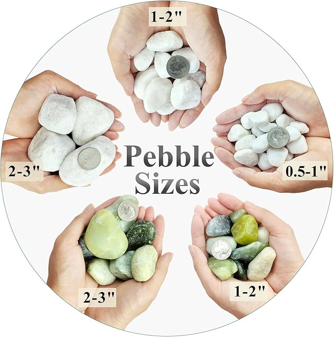 5 lbs White River Rocks for Plants, 1-2 Inch Pebbles for Indoor Plants, Decorative Gravel Stones for Succulent, Cactus, Landscaping, Vases, Aquariums, Crafting and Garden