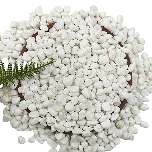 15LB White Gravel for Succulents and Cactus, 0.6 Inch Natural Unpolished Crushed River Rocks for Plants, Vases, Aquariums, Terrariums, Planters, Outdoor Gardening & Landscaping Decorative Stones