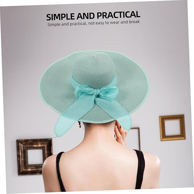 Wide Brim Straw Beach Hat for Women Foldable Summer Sun Hat with Bowknot Decor Brim UV Protection Comfortable Shade for Outdoor Travel and Garden Activities Multi