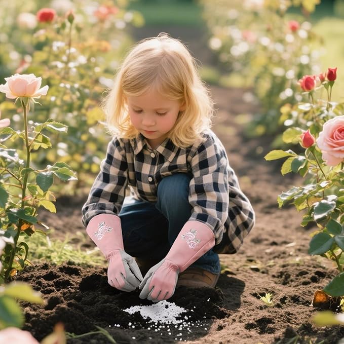 Rose Pruning Gloves Thorn Resistant, Embroidery Gardening Gloves with Extra Long Forearm Protection