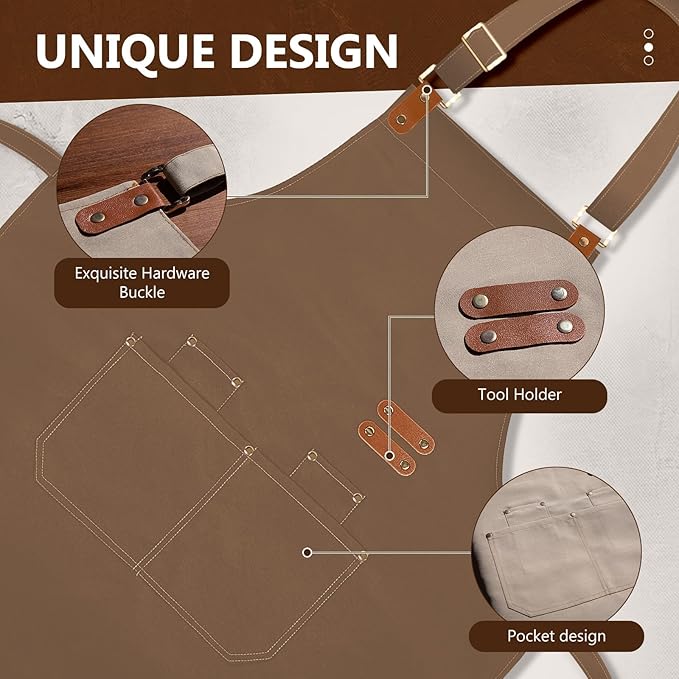 Chef Apron for Men Women with Pockets Adjustable Strap, Water Repellent Apron for Cooking, Baking