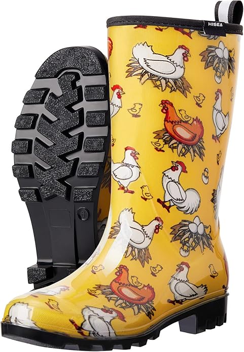 HISEA Women's Rain Boots Waterproof Mid Calf Garden Boots for Women