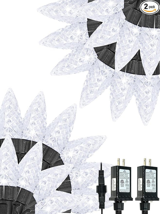 2 Pack C6 Christmas Lights Outdoor Indoor, Total 200 LED 66 FT Connectable Christmas String Lights with Timer & 13 Modes, Waterproof Twinkle Light for Xmas Tree Party Wedding Decorations (Cool White)