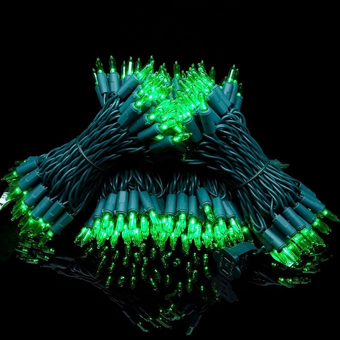 YULETIME 200 Count Green LED Christmas Lights, 66 Feet Green Wire UL Certified Commercial Grade Holiday String Light Set (Green)