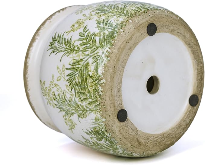 Ceramic Pot for Planter, Vintage Flower Pot with Drainage Holes, 6.29 inch Ice Crack Glazed Indoor Planters Pot (French Country)