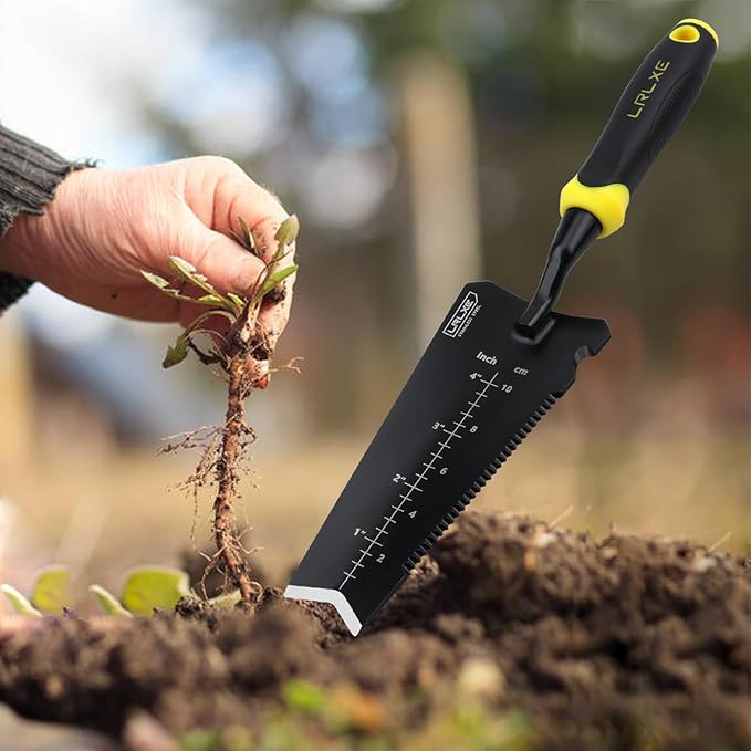 Gardening Shovel Tool,Heavy Duty Stainless Steel Garden Transplant Shovel,Root Cutter,All-Purpose Small Hand Shovel with Serrated Edge for Digging and Transplanting