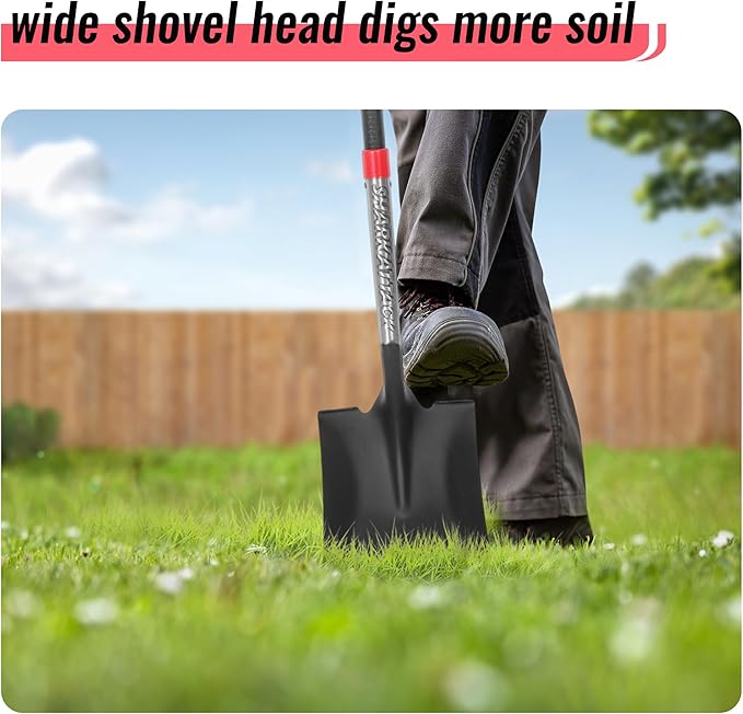 SHARK ATTACK 5-Piece Steel Shovel Set with D-Grip Handles - Multi-Size Garden Shovels with Powder Coating for Digging, Planting & Car Emergency