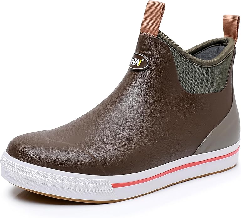 WTW Unisex Rain Boots for Men and Women Waterproof Rubber Fishing Deck Boots Neoprene Boots Slip on Ankle Garden Shoes