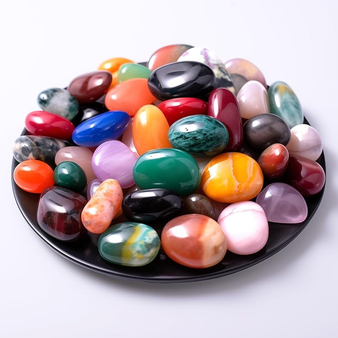 Polished Multicolor Healing Crystal Stone Set, 24 Types of 0.8" Handpicked Tumbled Stones for Healing, Reiki, Meditation, Crafting, Home Decor, Ethically Sourced, Mixed crystals-0.8"