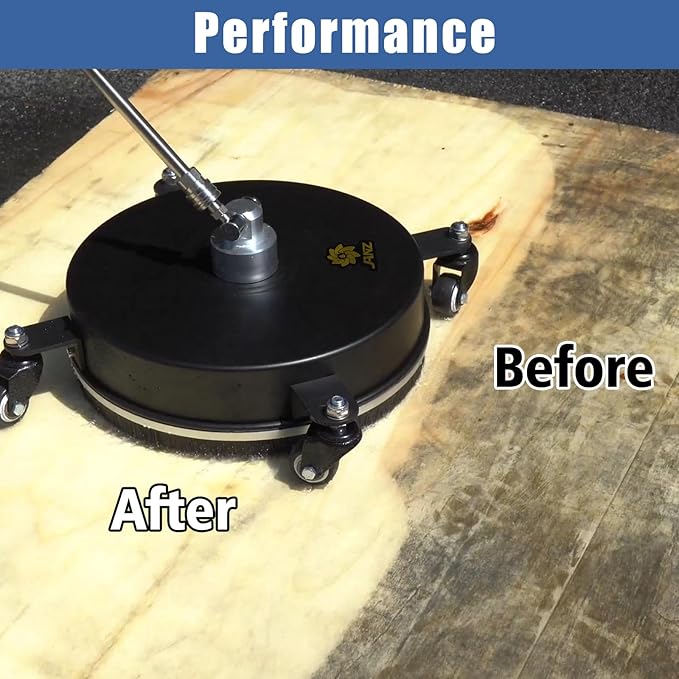 JANZ Pressure Washer Surface Cleaner with 4 Wheels,Ideal for Driveways,Sidewalks,Patios,Decks Cleaning (14 Inch Black)