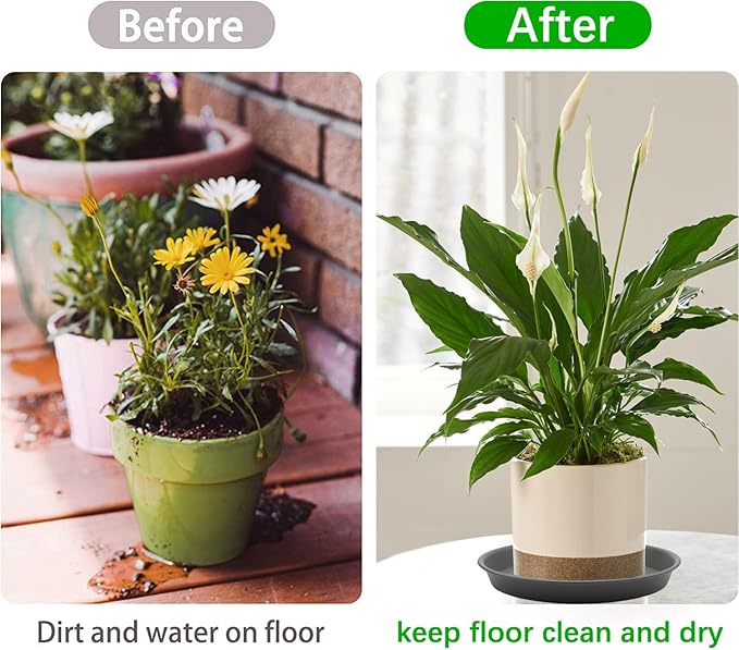 TITE Plant Saucer Heavy Large Planter Durable Thicker Plastic Plant Trays for Indoors and Outdoor,Plant Saucer Drip Trays (Grey, 14 inch)