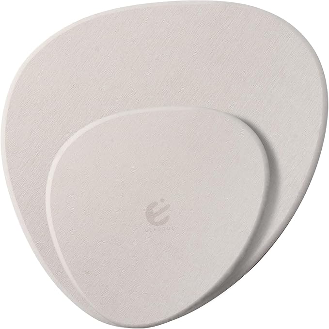 Elfcool Quick Dry Absorbent Flower Pot Saucer Dirp Tray Diatomaceous Earth Mat for Indoor Outdoor Plants (8''&12''-Off White-2pack)