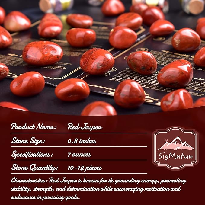 Polished Stone Set Red Jasper Crystals, 0.8" Handpicked Tumbled Gemstones Rocks, Pebbles for Reiki, Chakra, Healing, Home Decor