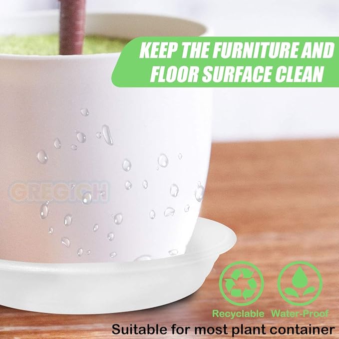 7.5 inch (5.9" at Base) Plastic Plant Saucer Pack of 6, Durable Thick Sturdy Plant Drip Trays for Indoors, Planter Saucers Flower Pot Tray Dish Plate for Outdoor