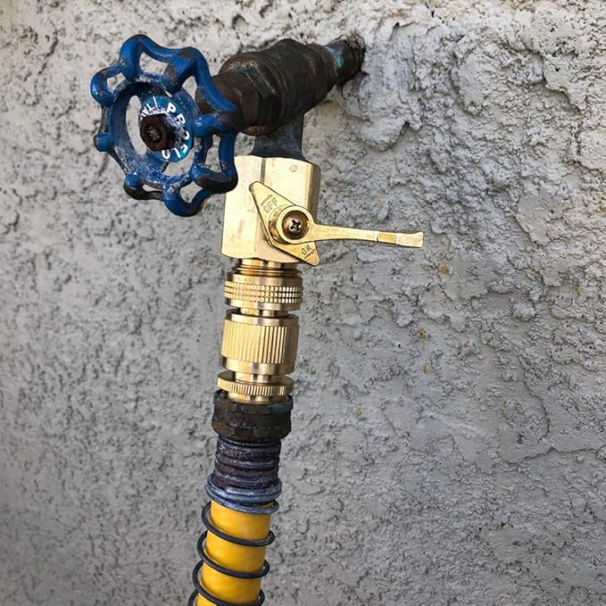 HQMPC Garden Hose Quick Connect Solid Brass Quick Connector Garden Hose Fitting Water Hose Connectors 3/4 inch GHT (2SETS)