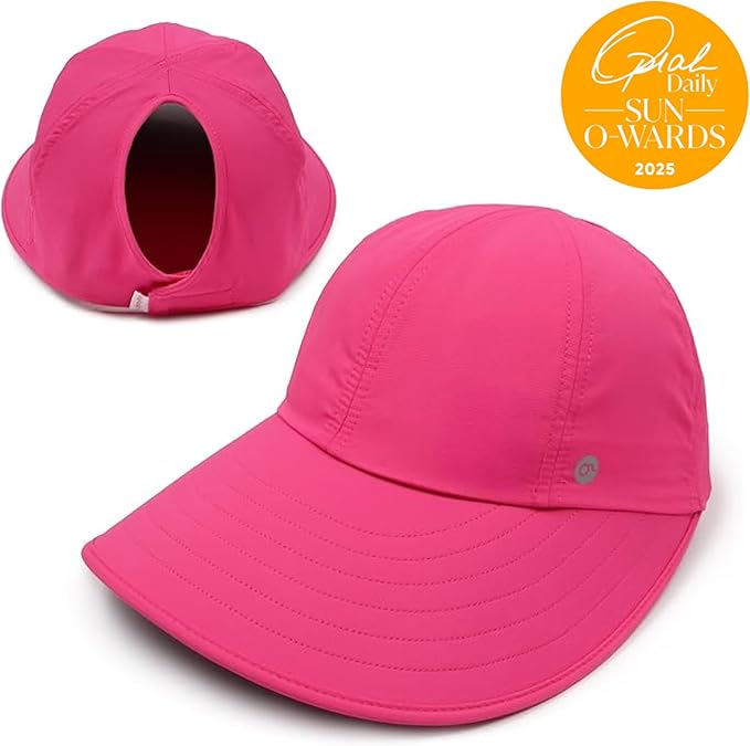 Ponyflo Sunblocker Wide Brim Hat - Oprah Awards Best Sun Hat - UV 50 Protection - Ponytail Sunhat for Women