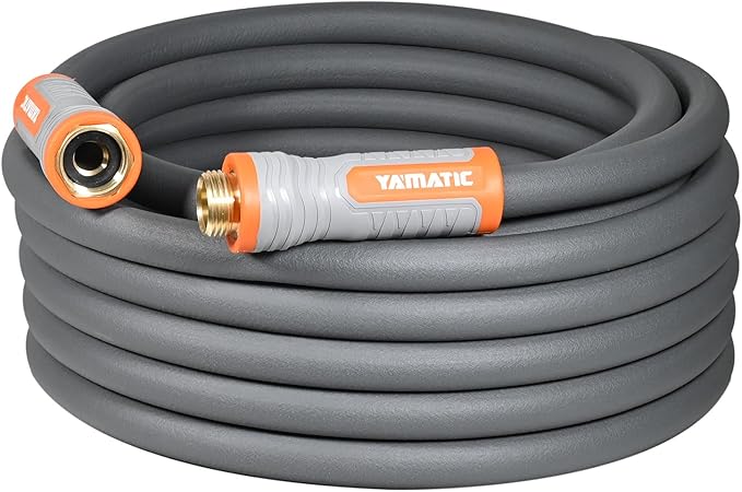 YAMATIC Short Garden Hose 5/8 in x 40 ft with Swivel Handle, Super Flexible Water Hose, All-weather, Lightweight, Burst 600 PSI, Grey