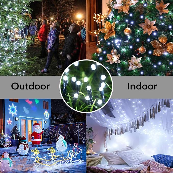 LYHOPE Christmas Lights, 200 LED 72ft 8 Modes Battery Operated Waterproof Fairy Christmas String Lights for Outdoor & Indoor, Patio, Lawn, Landscape, Garden, Wedding, Holiday (Cool White)