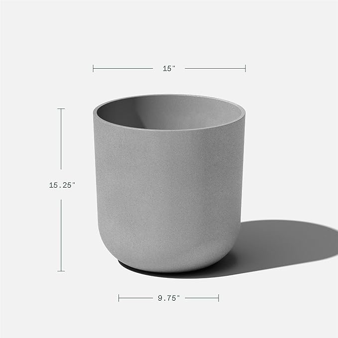 Veradek Mason Series Lima Planter - Round Planter for Indoor or Outdoor Porch/Garden | Made from Plastic-Stone Composite with Drainage Holes | Modern Décor for Succulents, Flowers, Small Plants