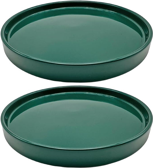 2 Pack Ceramic Plant Saucer Pot Tray 7 Inch, Planter Saucers 4 5 6 7 8 9 10 11 12 13 Inch for Indoors Outdoor, Durable Sturdy Flower Drainage drip Water Tray for Glazed Pots Base (7 Inch-Green)