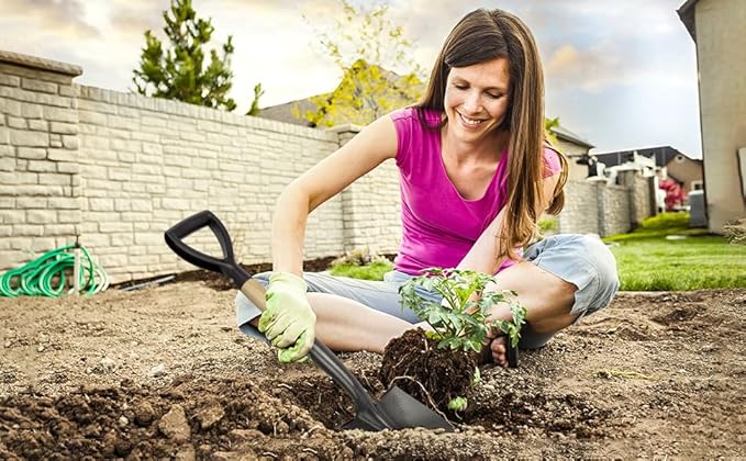 VNIMTI Shovel for Digging, Round Small Shovel with Wooden D-Handle, Metal Garden Shovel for Gardening, 28 Inches