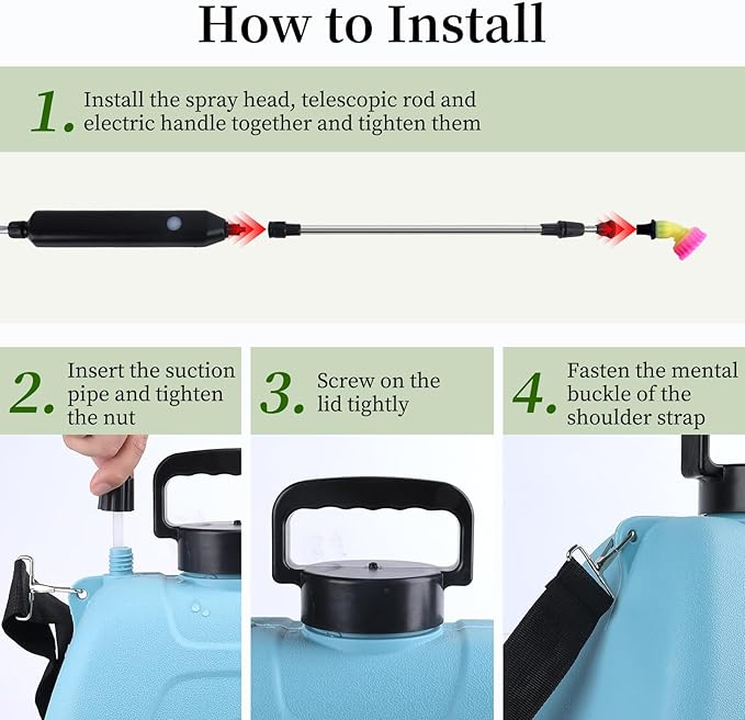 Battery Powered Garden Sprayer 2 Gallon, Electric Backpack Sprayer with USB, Weed Yard Lawn Sprayer with 5 Mist Nozzles & Retractable Wand & Adjustable Strap for Yard, Lawn and Garden