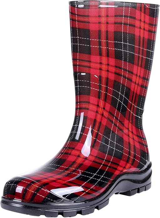 Asgard Women's Mid Calf Rain Boots Printed Waterproof Rubber Boots Short Garden Shose