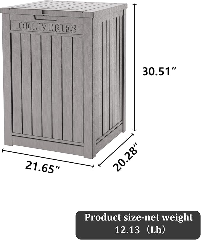 55 Gallon Plus Lockable Resin Deck Box, Waterproof Outdoor Storage Box for Patio Furniture, Garden Tools, Pool Accessories, UV-Resistant Outside Delivery, Grey