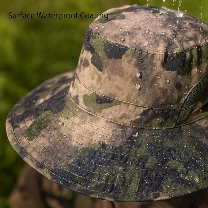 Solar Powered Fan Hat for Men & Women – UPF50+ Wide Brim Camo Sun Hat for Outdoor Hiking, Fishing, Camping, Gardening – Cooling Bucket Hat with USB Rechargeable Fan, UV Protection, Breathable Design