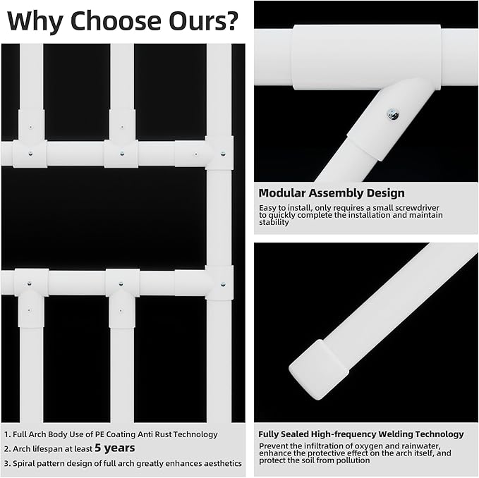 Flat Top Garden Arch Arbor Trellis, 11.81FT x 9.02FT Metal Pergola for Climbing Plants, Galvanized Steel Pipe with Plastic Coating, Decorations Pergola for Garden, Backyard, Lawn(White)