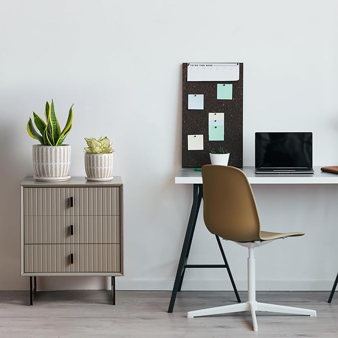 Ceramic Flower Pots Indoor-Outdoor: 5.75 Inch Planters with Drainage Holes & Saucer - Modern Decorative Plant Pots Ceramic for Home Gardeners (Striped)