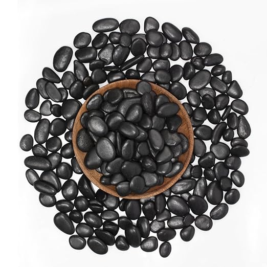 40 lbs Black River Rocks - Large Polished Black Pebbles for Plants & Garden Decorative Stones，0.5-1" Polished Pebbles for Landscaping, Fish Tanks, Flower Pots, Water Fountains