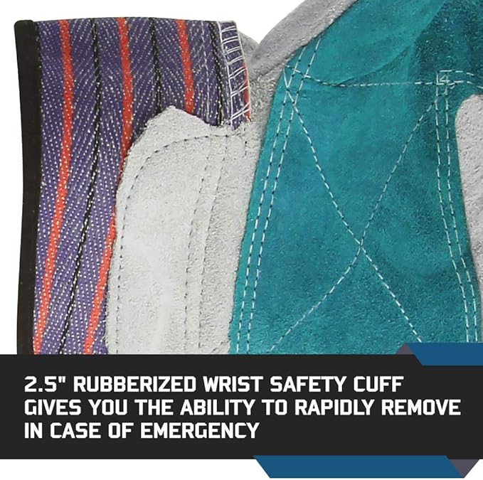 Glove Station Cowhide Leather Work Gloves for Men & Women – Work Gloves with Split Leather Palm, Rubberized Safety Cuff