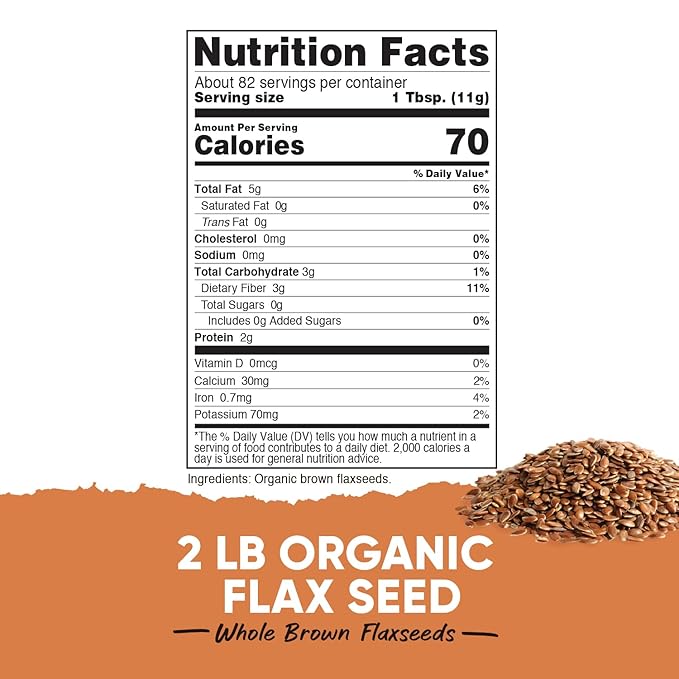 Nutricost Pantry Organic Flaxseeds (2 Pounds) - Whole Brown Flaxseeds, Vegan, GMO-Free, Gluten-Free