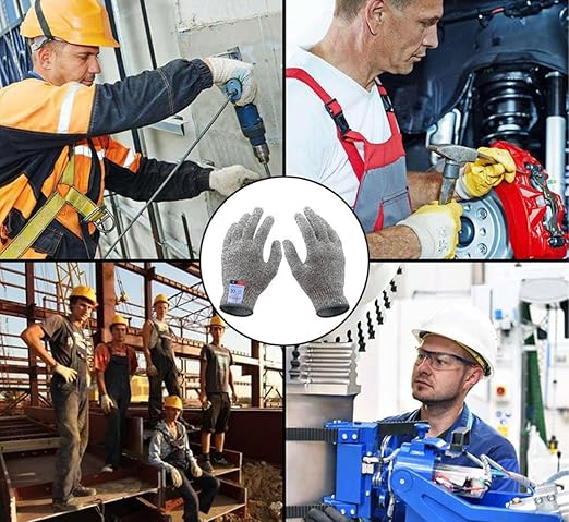 Cut Resistant Gloves, 8 Pairs of Food Grade Cut Resistant Gloves, Cutting Gloves for Kitchen, Oyster Shucking, Fish Fillet Processing, Carving Wood and Gardening(Large)