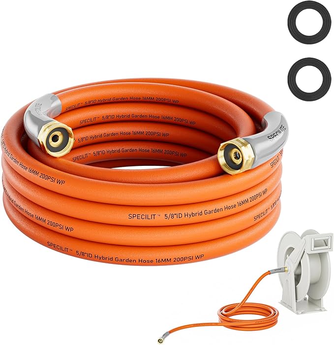 SPECILITE Garden Water Hose 20 ft x 5/8 in with Female to Female Connector, Small Leader Hose for Hose Reel, Heavy Duty, Flexible & Lightweight, Water Pipe, Outdoor Water Hose Extension Adapter
