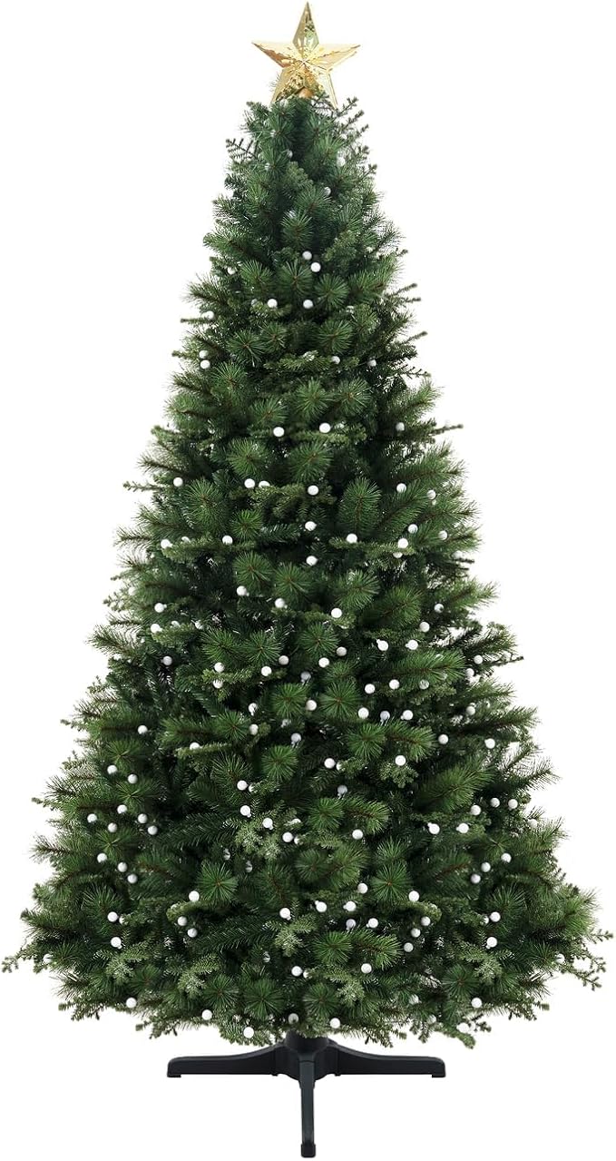 Evangeline 6.5ft Rotating Christmas Tree with Star Projector, 1024 Branch Tips, 380 Warm Lights and Rotating Base, 45" Wide Realistic Traditional Christmas Tree with Lights by Naomi Home