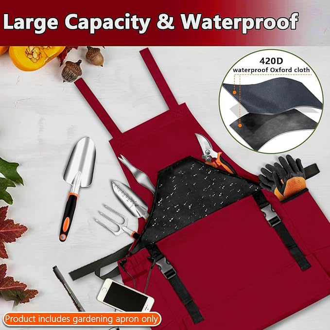 Gardening Apron, Harvest Apron Gardening Gifts for Men Gardening Apron with Pockets for Women, Green