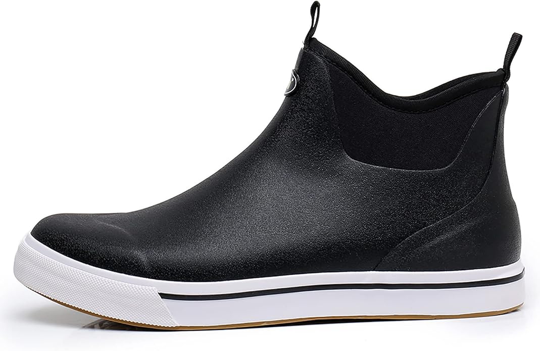 WTW Unisex Rain Boots for Men and Women Waterproof Rubber Fishing Deck Boots Neoprene Boots Slip on Ankle Garden Shoes