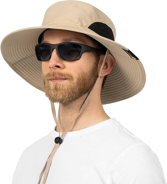 SUN CUBE Wide Brim Sun Hat Men Women, Fishing Hats Sun UV Protection, Mens Hiking Bucket Hat Safari Beach Boonie, UPF 50+