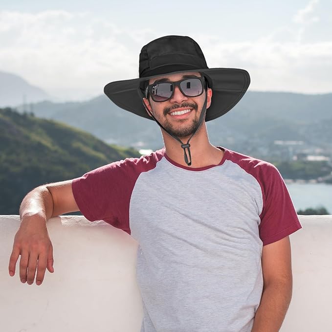 Sun Hat for Men/Women, UPF 50+ Fishing Hat,Waterproof Wide Brim Bucket Hat Foldable Boonie Hat for Hiking Garden Safari Beach