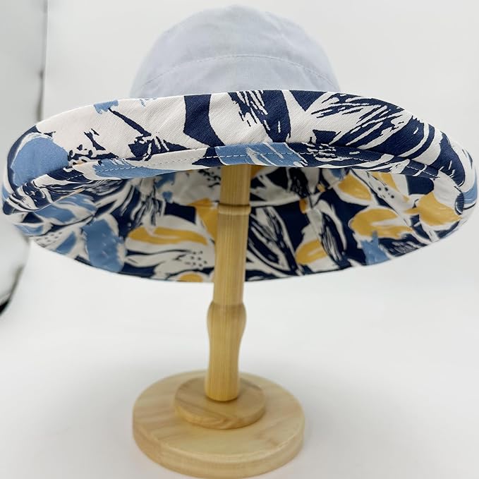 vidsel Womens Sun Hats Wide Brim Reversible Bucket Cotton Hat Packable Summer Travel Cap with Hat Clip,UV Protection