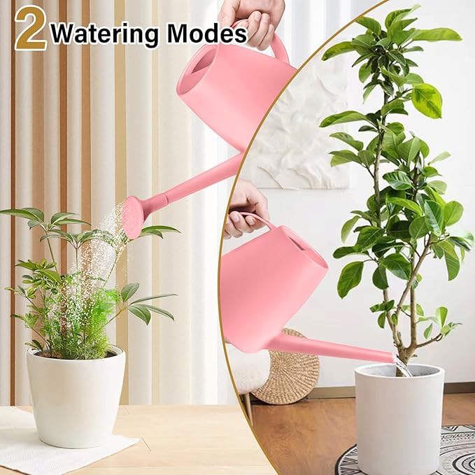 Plastic Watering Can - for Home Plant Garden - 1/2 Gallon - Pink