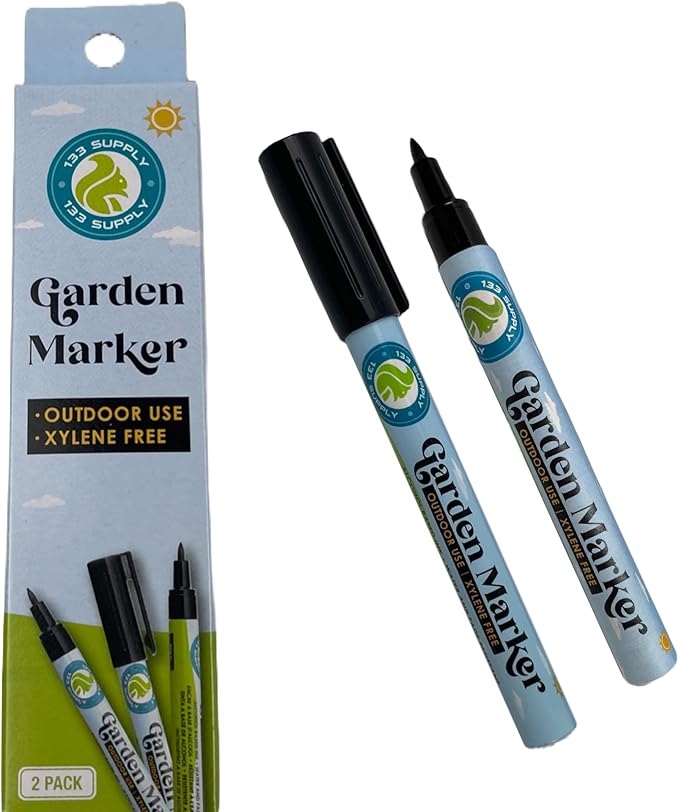 -100 Pack 4" Plastic Plant Labels for Seedlings with 2 Pack of Garden Marker Pens (Garden Markers Fade Resistant Plant Markers Outdoor Waterproof Pen Black Permanent Markers Plant Tags)