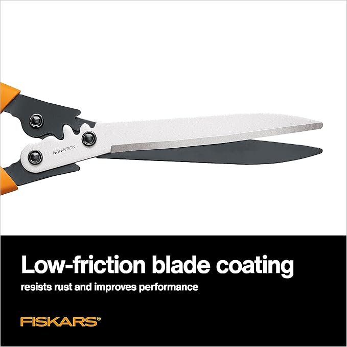 Fiskars 23" Hedge Shears, Hedge Clippers with PowerGear2 Technology that Multiplies Power for Less Effort, Garden Shears with SoftGrip Handles and Shock-Absorbing Bumpers